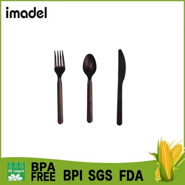 Heavy Duty Black Disposable Environment Biodegradable Compostable PLA Cutlery