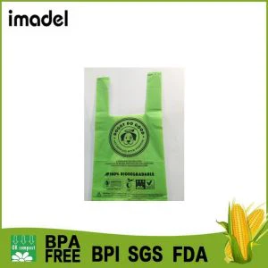 Custom PLA 100% Biodegradable Biobased Compostable T-Shirt Handle Bags